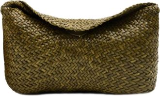 Dragon Diffusion Diagonal Woven Brown Shoulder Bag With Flap Closure