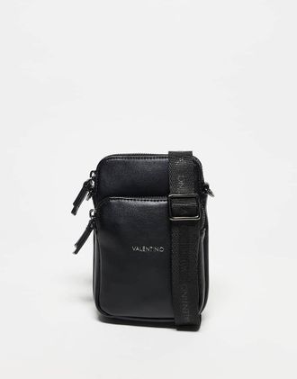 Valentino Horizon - Borsa nera a tracolla con tasca sul davanti-Nero