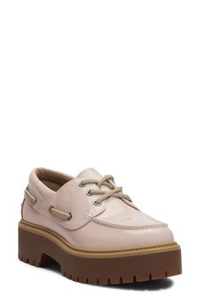 Timberland Stone Street Platform Boat Shoe in Light Pink Patent Leather at Nordstrom, Size 5.5