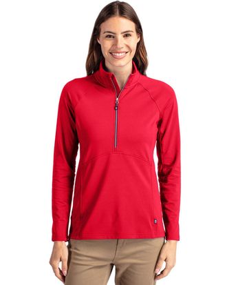 Cutter & Buck Adapt Eco Knit Stretch Recycled Womens Half Zip Pullover Jacket