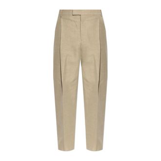 Ferragamo Suit Trousers, male, Beige, Size: M Crisp Creased Trousers