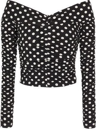 8 by YOOX PRINTED OFF-SHOULDER FRONT GATHERING TOP