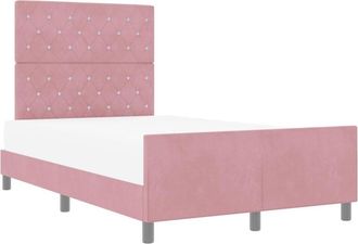 vidaXL Bed Frame with Headboard Pink 120 x 190 cm Velvet Vidaxl