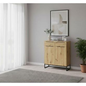 Dmora Aparador Fiastrone, Alacena 2 Cajones, 2 Estantes, 2 Puertas, 78x37x99h Cm Marr&oacute;n Roble Nudoso