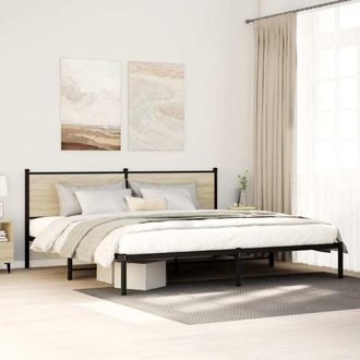 vidaXL Estructura De Cama Sin Colch&oacute;n Metal Roble Sonoma 200x200 Cm Vidaxl