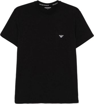 Emporio Armani T-Shirts, male, Black, Size: 2XL Black Cotton T-shirts and Polos