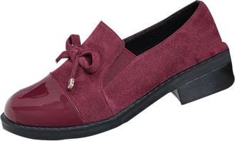 Generic Wine Womens Comfortable Shoes with Frosted Round Toe and Side Zipper Thick Heel Thick Sole Mid-Heel Feature Suitable for Fashionable Outfits and Outdo