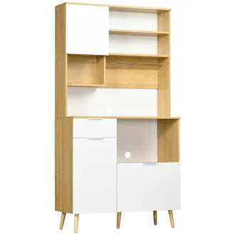 OEM Dispensa Da Cucina In Truciolato Con Armadietti, Cassetti, Ripiani Regolabili E Appendino, 93x40x180 Cm