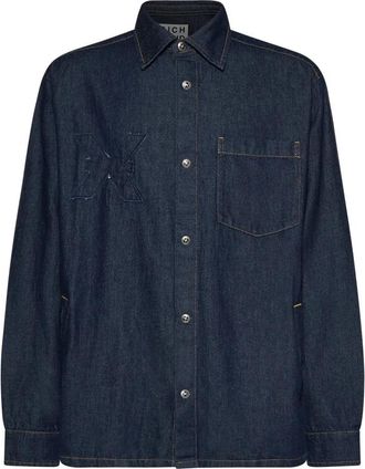 John Richmond Camicia con tasca applicata e costruzione sartoriale - Heren - Spijkeroverhemden - Blauw - XS - Overhemden