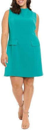 London Times Grommet Pocket Shift Dress in Tile Blue at Nordstrom Rack, Size 14W