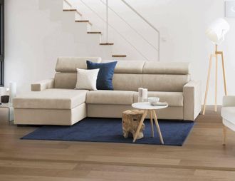 Talamo Italia Sof&aacute; Fijo Viviana, Sof&aacute; De Esquina, 100% Made In Italy, Sof&aacute; De Sal&oacute;n Con Chaise Longue, En Tela Acolchada - Pen&iacute;nsula Contenedor Izquierda, Con Repos