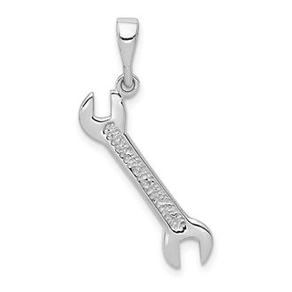 Diamond2Deal 14k White Gold 3D Wrench Pendant