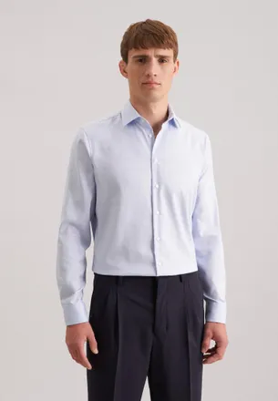 Seidensticker Businesshemd SEIDENSTICKER Schwarze Rose, Herren, Gr. XS (36), normale &Auml;rmell&auml;ngen, blau, 100% Baumwolle, unifarben, skinny fit, 2-Knopf-Manschette, H