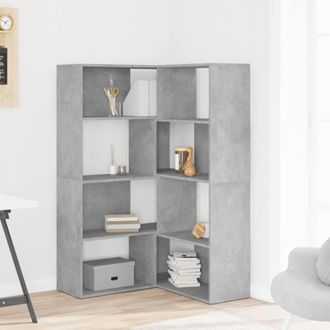 Berkfield Home Elegant Corner Bookcase 4-Tier Concrete Grey 85x85x140 cm Enginee | Size: 85 x 85 x 140 cm