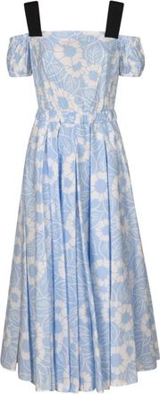 Prada Prachtige Lichtblauwe Midi Jurk - Dames - Casual kleedjes - Blauw - S - Kleedjes