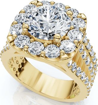 Pompeii3 Certified 4Ct Diamond 3-Row Engagement Ring 14k Gold Lab Grown