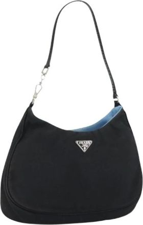 Prada Pre-owned Shoulder Bags, female, Black, Size: ONE SIZE Pre-owned Nylon Shoulder Bag