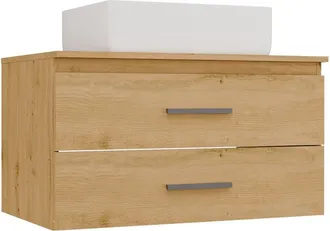 Topeshop Nel 80 - Mueble Bajo Lavabo Con 2 Cajones + Lavabo - 80x50x58,5 Cm - Roble Artisan