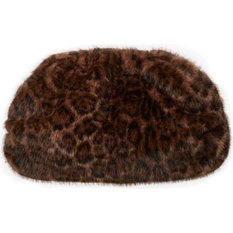 Naked Wardrobe Leopard Faux Fur Clutch in Dark Leopard at Nordstrom
