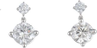 Grown Brilliance 2.25 Carat Round Lab Grown Diamond Dangle Drop Earrings in 14K White Gold, J-K Color, I1-I2 Clarity