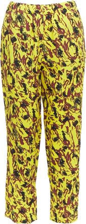 Marni abstract print drop crotch tape pants