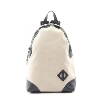 Herm&egrave;s Beige Black Canvas Leather Backpack (Pre-Owned)