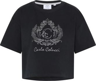 Carlo Colucci Oversize Logo T-Shirt - Dames - T-shirts - Zwart - M - Tops