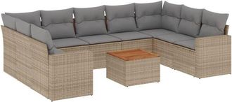 vidaXL Juego De Sof&aacute;s Jard&iacute;n Con Cojines Beige 10 Pzas Rat&aacute;n Sint&eacute;tico Vidaxl