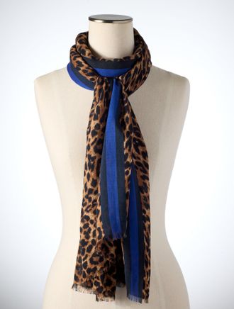 Talbots Spectacular Leopard Oblong Scarf - Black - 001 Talbots