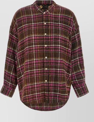 R13 floral-print scarf detail tartan oversized shirt