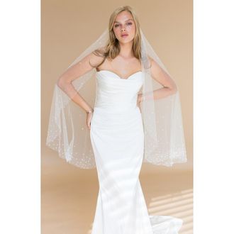 Brides & Hairpins Nebula Imitation Pearl & Crystal Fingertip Veil in Ivory at Nordstrom