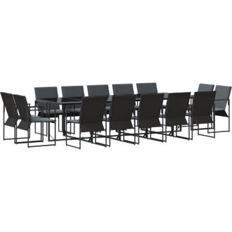 vidaXL Conjunto De Comedor De Jard&iacute;n 15 Pcs Negro Acero Vidaxl
