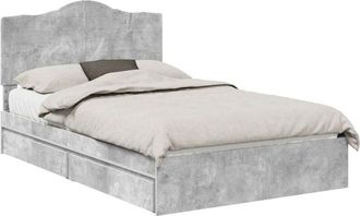 vidaXL Bed Frame Concrete Grey 135 x 190 cm Engineered Wood vidaXL
