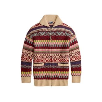 Polo Ralph Lauren Zip-Front Jacquard Cardigan - female - Polo Ralph Lauren - Cardigans - Multicolor - XS - Knitwear