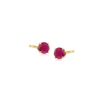 Ross-Simons Round Ruby Earrings in 14kt Yellow Gold