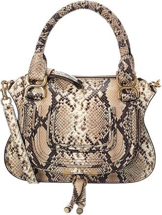 Chlo&eacute; Marcie Small Snake-Embossed Leather Satchel