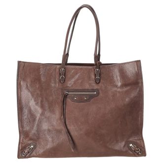 Balenciaga Balenciaga Castagna Papier A4 Tote Bag in bruin kalfsleer