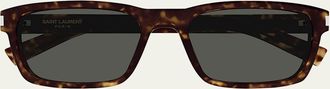 Saint Laurent Mens Rectangle Acetate Sunglasses with Logo Detail