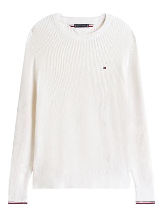 Tommy Hilfiger ribbed-cuff crew-neck sweater - men - Organic Cotton - L - Neutrals