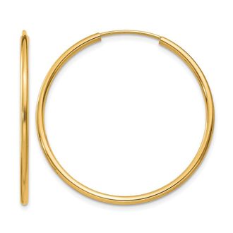 Diamond2Deal 10k Gold 1.5mm Round Endless Hoop Earrings