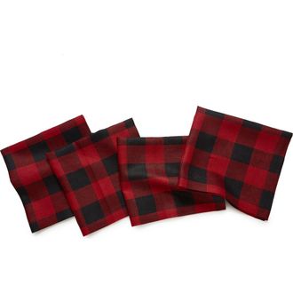 Solino Home Linen Dinner Napkins - Buffalo Check, 20 x 20 in Red And Black at Nordstrom, Size Large