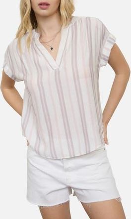 Blu Pepper Stripe Split Neck Top in Khaki at Nordstrom Rack, Size Medium