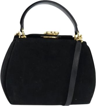 Ferragamo Pre-owned Handbags, female, Black, Size: ONE SIZE Pre-owned Suede Handbag