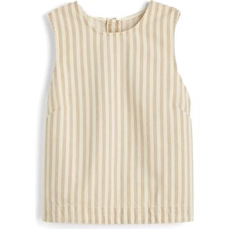 Madewell Stripe Denim Boxy Shell Top in Khaki Sand Stripe at Nordstrom, Size Xx-Large