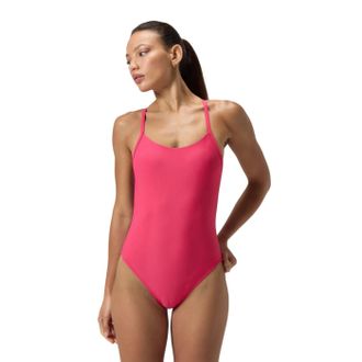 Speedo Dames Effen Racerback &Eacute;&eacute;nstuk Zwempak (Roze)
