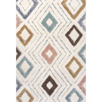 Jonathan Y Designs Amira Diamond High-Low Area Rug in Multi/cream at Nordstrom, Size 2Ft 0In X 8Ft 0In