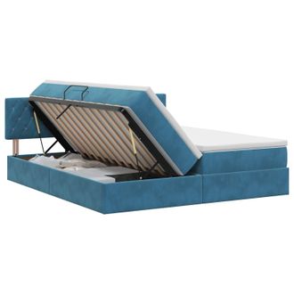 vidaXL Cama Con Almacenamiento Con Cabecera 2 Uds. Azul Oscuro Vidaxl