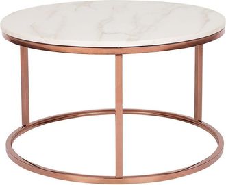 Beliani Beliani - Modern Coffee Table Beige Marble Finish mdf Top Metal Copper Base ø 70 cm Coral