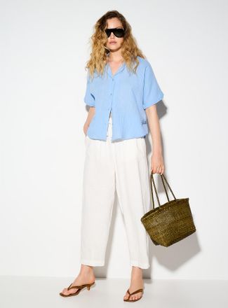 Ichi Womens 100% cotton gauze notched collar shirt