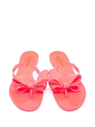 Valentino Garavani bow-detail jelly slides - women - Plastic/Plastic/Plastic - 37 - Pink